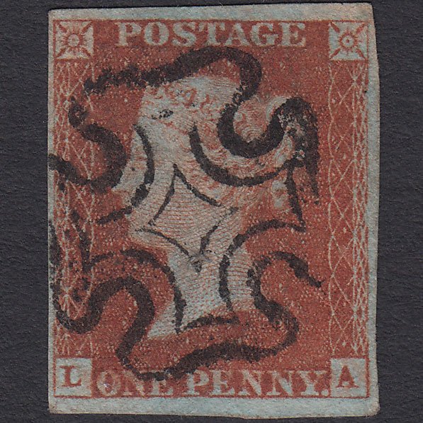 GB QV 1841 1d Red-brown (Plate 30) SG8-B1(1) LA GU 4M Maltese Cross Pinhole
