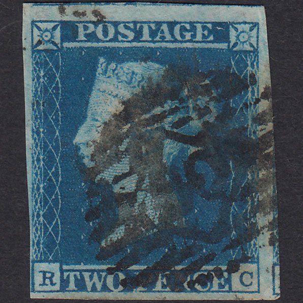GB QV 1841 2d Deep Full Blue (Plate 4) SG15-E1(3) RC PU 4M London IS Cancel
