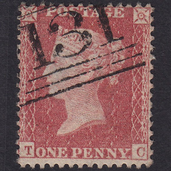 GB QV 1857 1d Rose-red (Plate 57) SG40-C10(1) TC FU Edinburgh 131