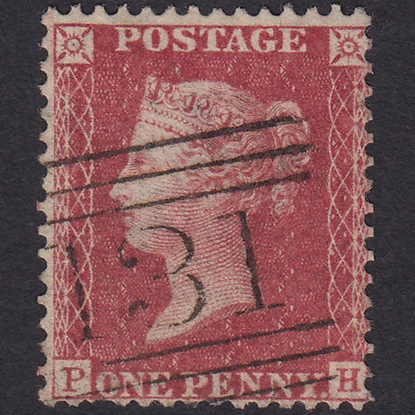 GB QV 1857 1d Rose-red (Plate 46) SG40-C10(1) PH FU Edinburgh 131