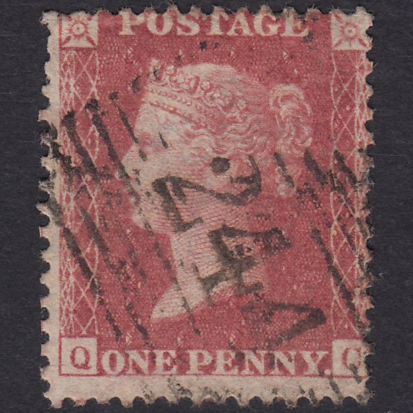 GB QV 1857 1d Rose-red (Plate 46) SG40-C10(1) QC FU Paisley 277 Misperf