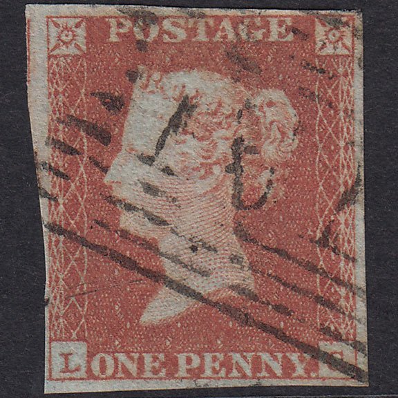GB QV 1841 1d Red-Brown Plate 96 SG8-B1(1) LC GU 4 Margins Edinburgh 131
