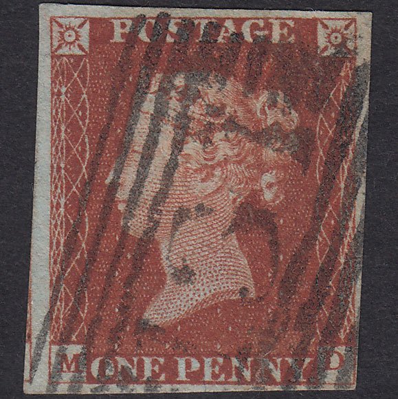 GB QV 1841 1d Red-Brown Plate 54 SG8-B1(1) MD FU 4 Margins Edinburgh 131