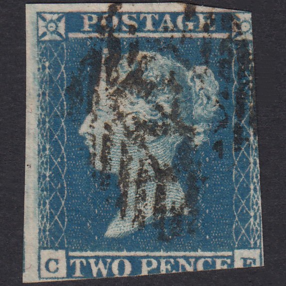 GB QV 1841 2d Violet-Blue Early Stage Pl 4 SGES17 Ivory Head CF GU London