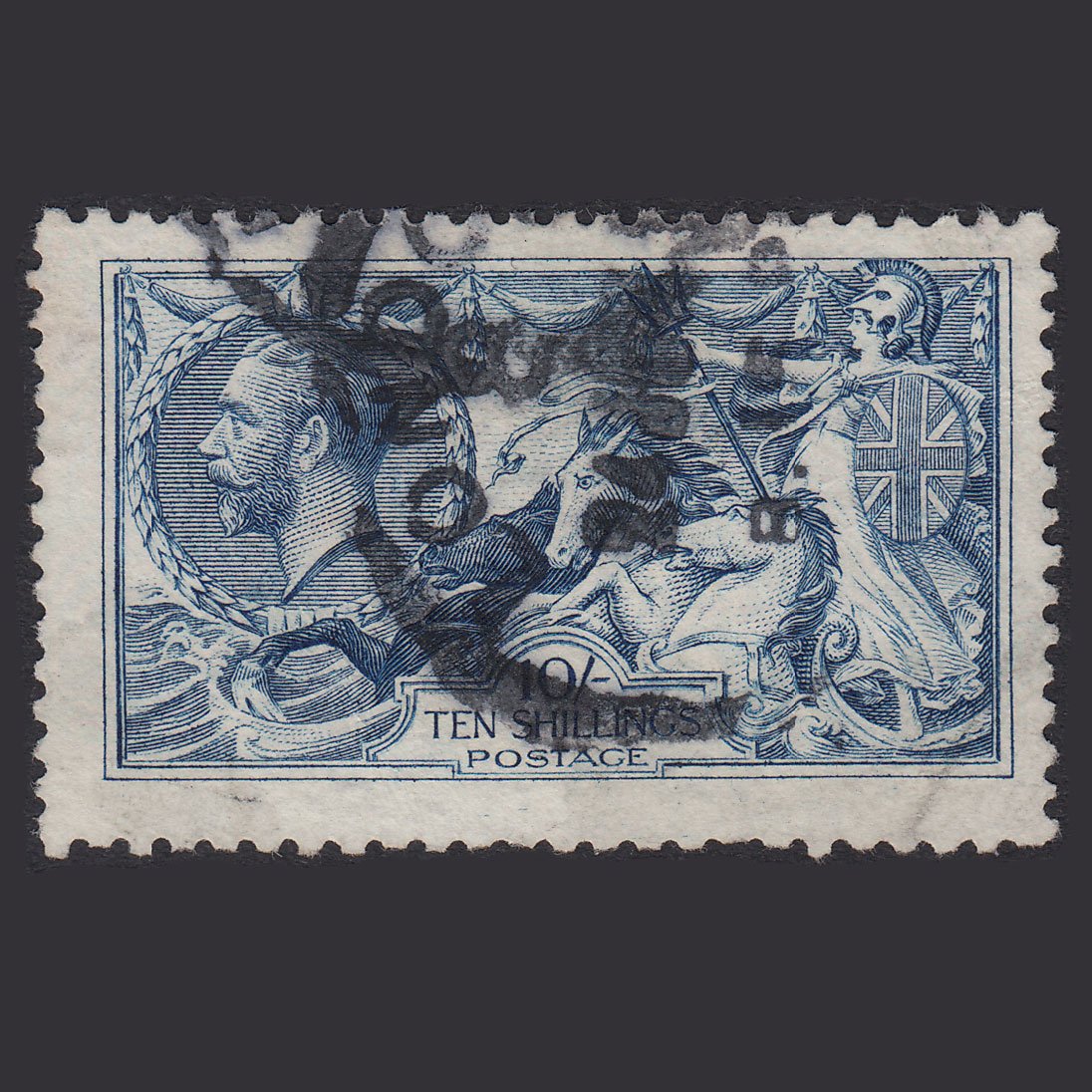 GB KG5 1915 10/- Blue Seahorses SG412-N70(1) GU