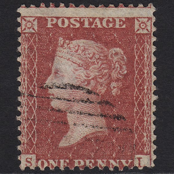 GB QV 1857 1d Rose-red (Plate 56) SG40-C10(1) SL FU Light Cancel Misperf
