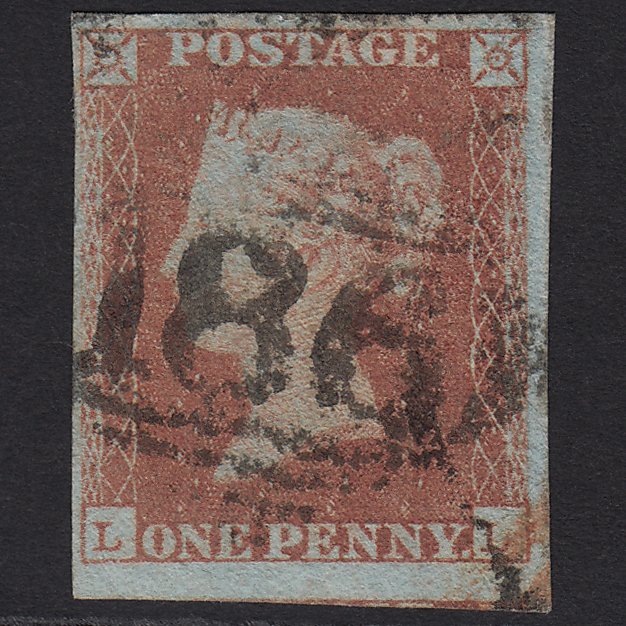 GB QV 1841 1d Red-brown (Plate 88) SG8-B1(1) LL GU Dublin 186 4 Margins