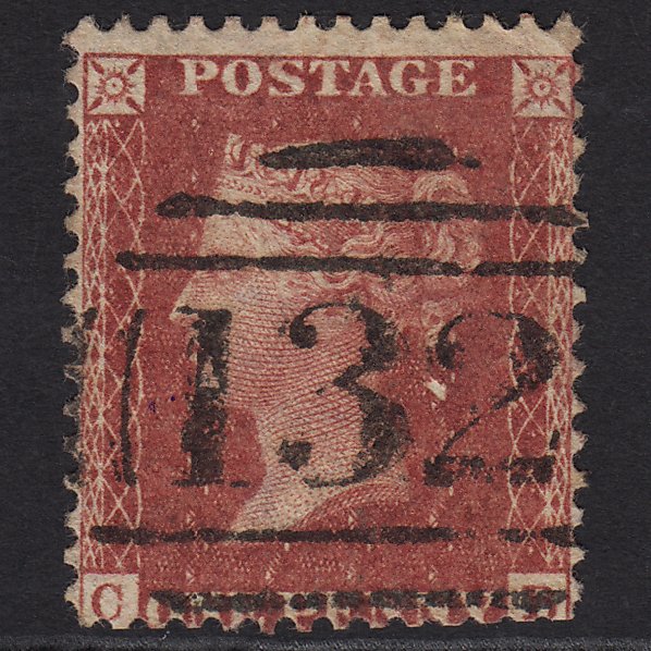 GB QV 1857 1d Rose-red (Plate 57) SG40-C10(1) CB GU Brighton 132