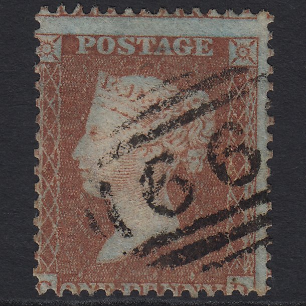 GB QV 1855 1d Yellow-brown (Plate 11) SGC6(2) CD VFU Misperf