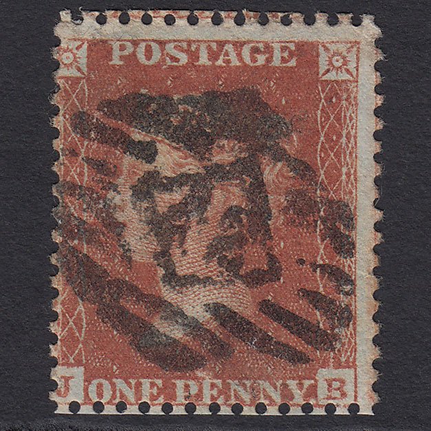 GB QV 1855 1d Red-brown (Plate 3) SG24-C3(1) JB GU London IS Cancel Misperf