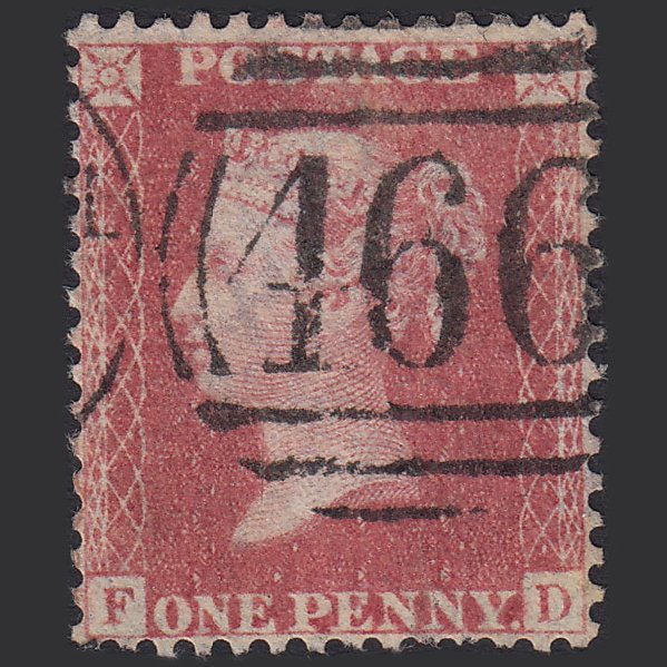 GB QV 1857 1d Rose-red (Plate 34) SG40-C10(1) FD GU Liverpool 466
