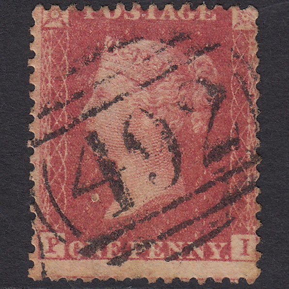 GB QV 1857 1d Rose-red (Plate 55) SG40-C10(1) PI GU Maidenhead 492