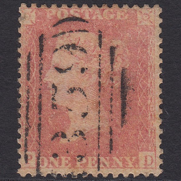 GB QV 1857 1d Pale Rose Transitional (Plate 49) SGC9A(1) PD FU Hertford 359