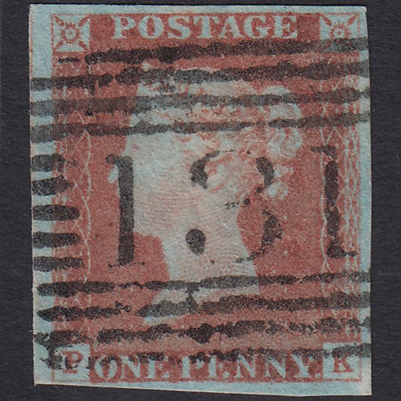 GB QV 1841 1d Very Blued (Plate 71) SG8a-B1(2) PK VFU 4M Edinburgh 131