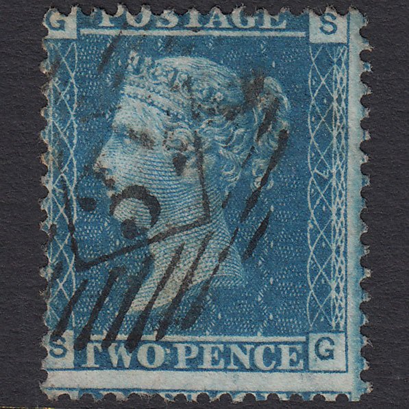 GB QV 1858 2d Blue (Plate 7) SG45-G2 SG FU London IS 31 Misperf