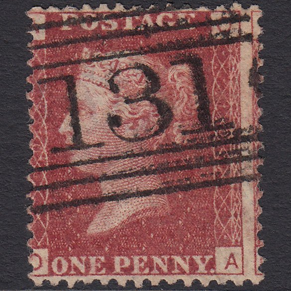 GB QV 1864 1d (Plate 101) SG44-G1(2) OA VFU Edinburgh 131 Large Misperf