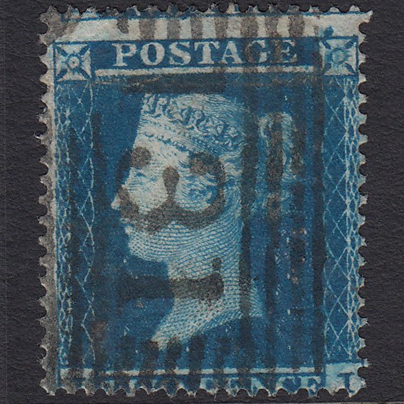 GB QV 1854 2d Deep Blue (Plate 4) SG19-F1(1) II GU Edinburgh 131 Misperf