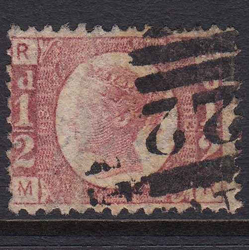 GB QV 1870 1/2d Rose-red (Plate 13) SG48-G4 MR GU London D&S Cancel