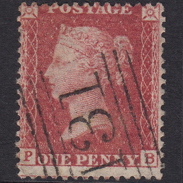 GB QV 1857 1d Rose-red (Plate 57) SG40-C10(1) PB FU Edinburgh 131 Misperf