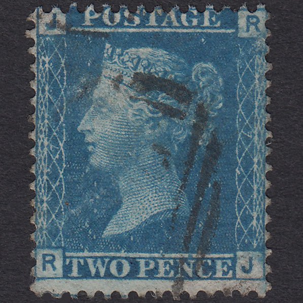 GB QV 1858 2d Blue (Plate 7) SG45-G2 RJ GU Light Cancel