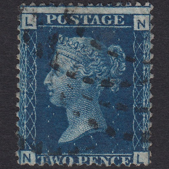 GB QV 1869 2d Deep Blue (Plate 13) SG47-G3 NL FU Misperf