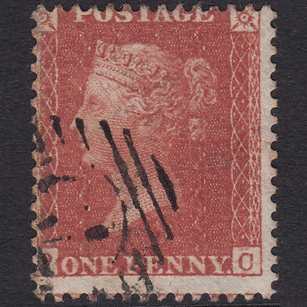 GB QV 1856 1d Red-Brown Plate 35 SG29-C8(1) PC GU London D&S Cancel