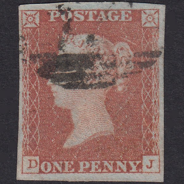 GB QV 1841 1d Pale Red-Brown Plate 98 SG9-B1(3) DJ GU 4 Margins