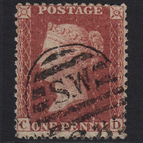 GB QV 1863 1d Rose-red (Plate 50) SG42-C12(1) CD FU London D&S Cancel