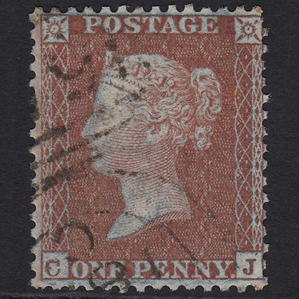 GB QV 1855 1d Red-brown (Plate 4) C6(1) CJ FU Light Cancel