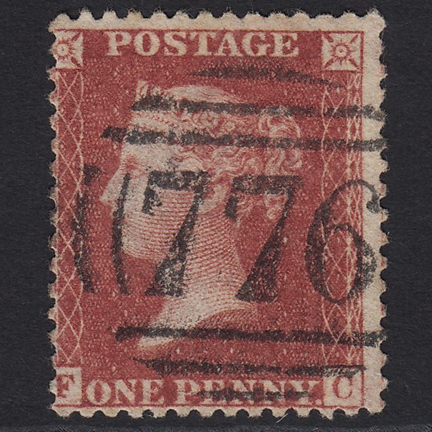 GB QV 1857 1d Rose-red (Plate 43) SG40-C10(1) FC FU Taunton 776