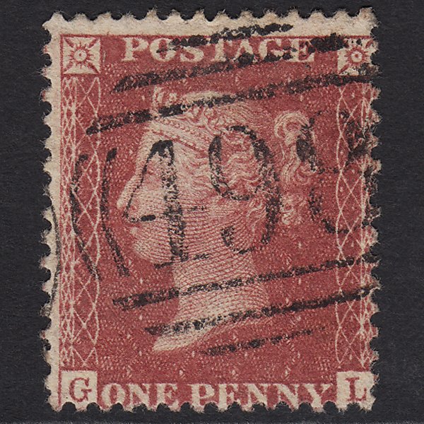 GB QV 1857 1d Rose-red (Plate 57) SG40-C10(1) GL FU Manchester 498