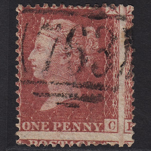 GB QV 1857 1d Rose-red (Plate 43) SG40-C10(1) EC FU Swansea 763 Huge Misperf