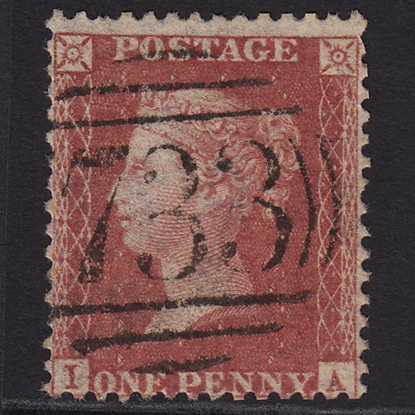 GB QV 1857 1d Rose-red (Plate 44) SG40-C10(1) IA FU Stockport 733