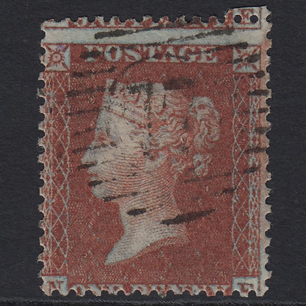 GB QV 1855 1d Red-brown (Plate 20) SGC6(1) NE FU London D&S 77 Large Misperf