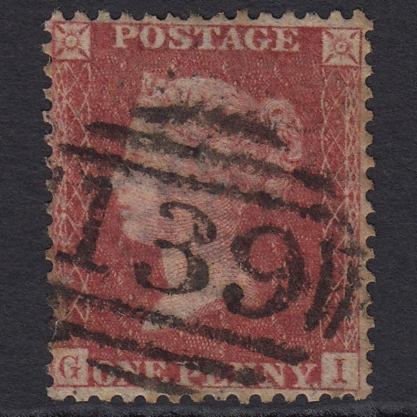 GB QV 1857 1d Rose-red (Plate 58) SG40-C10(1) GI GU Bromsgrove 139