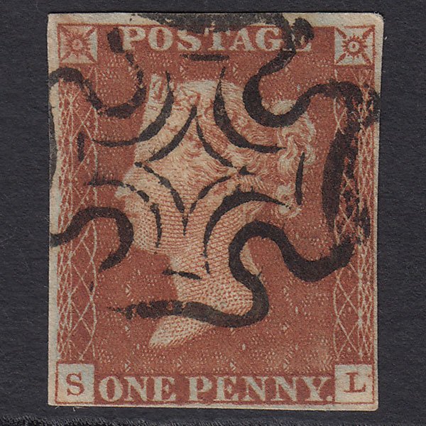 GB QV 1841 1d Red-brown (Plate 39) SG8-B1(1) SL VFU 4M Imperf Maltese Cross