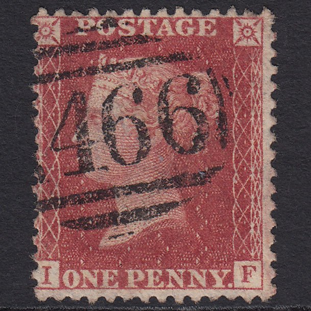 GB QV 1857 1d Rose-red (Plate 62) SG40-C10(1) IF FU Liverpool 466