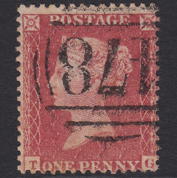 GB QV 1857 1d Rose-red (Plate 27) SG40-C10(1) TG GU Lowestoft 478