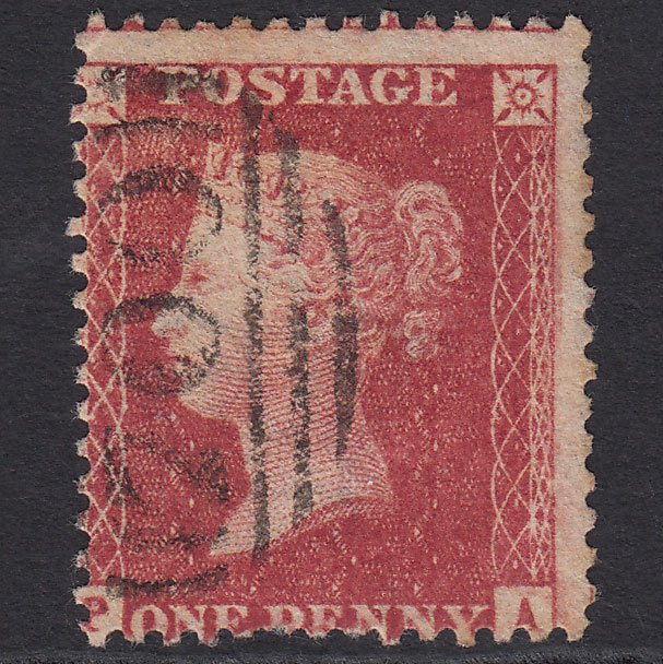 GB QV 1857 1d Rose-red (Plate 60) SG40-C10(1) PA GU Sheffield 700 Misperf