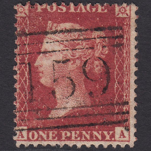 GB QV 1857 1d Deep Rose-red (Plate 48) SG41-C10(4) AA VFU Glasgow 159