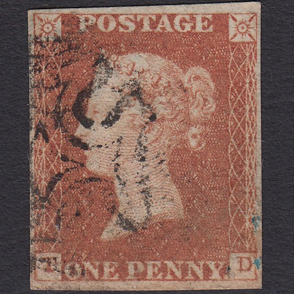 GB QV 1841 1d Red-brown (Plate 22) SG8-B1(1) TD FU Missing Imprimatur 4M MX