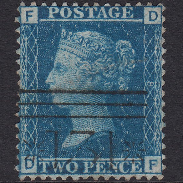 GB QV 1858 2d Blue (Plate 8) SG45-G2 DF GU Edinburgh 131 Stars