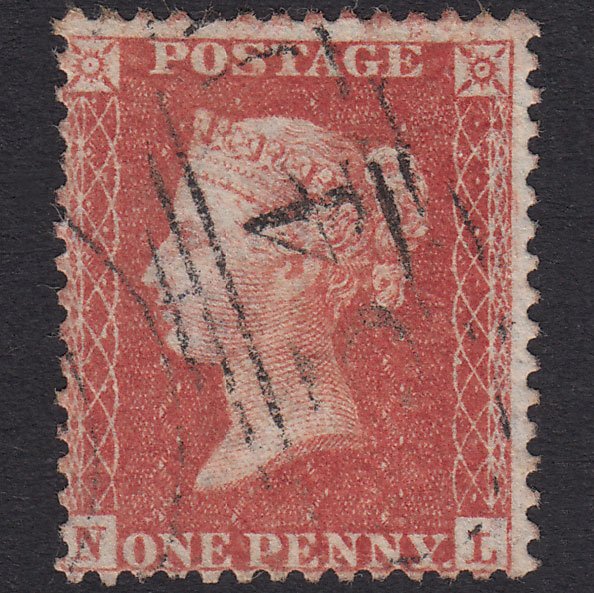 GB QV 1857 1d Pale Red Transitional Plate 37 SGC9(3) NL VFU Battle 54