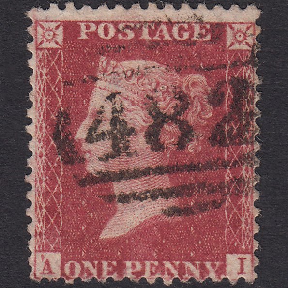 GB QV 1857 1d Pl 59 SG41-C10(4) Const Var AI GU Luton Inverted Teardrop
