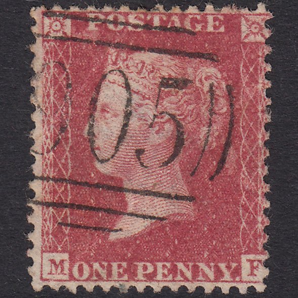 GB QV 1857 1d Rose-Red Plate 46 SG40-C10(1) MF GU Wolverhampton 905