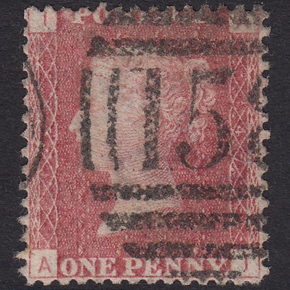 GB QV 1864 1d Rose-Red Plate 147 SG43-G1(1) AI GU Cambridge 158