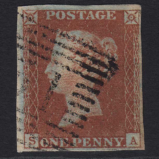 GB QV 1841 1d Red-brown (Plate 56) (SG8) 'SA' FU Edinburgh (131) 4 Margins