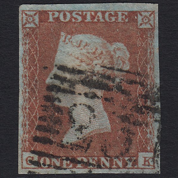 GB QV 1841 1d Red-brown (Plate 102) SG8-B1(1) CK GU in Scotland 4 Margins