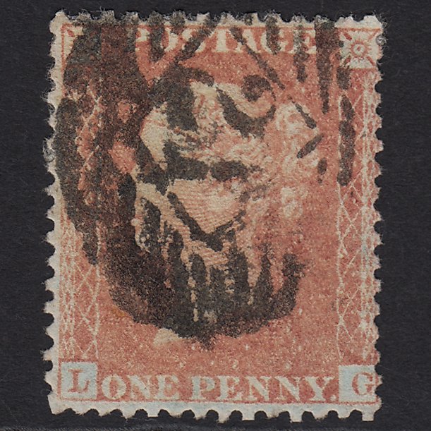 GB QV 1857 1d Orange-red (Plate 32) C8(7) LG GU London No.21