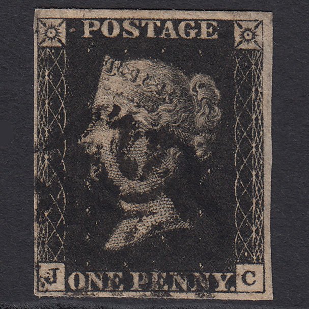 GB QV 1840 1d Black Plate 10 SG2-A1(2) JC FU 4M Black Maltese Cross